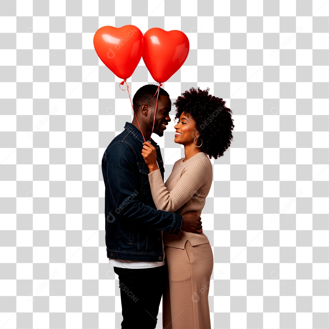 Casal com Balões PNG Transparente