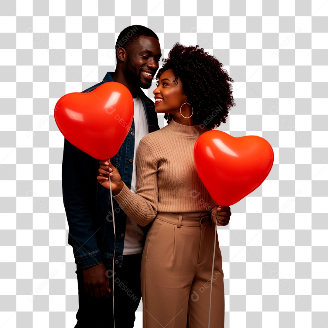 Casal com Balões PNG Transparente