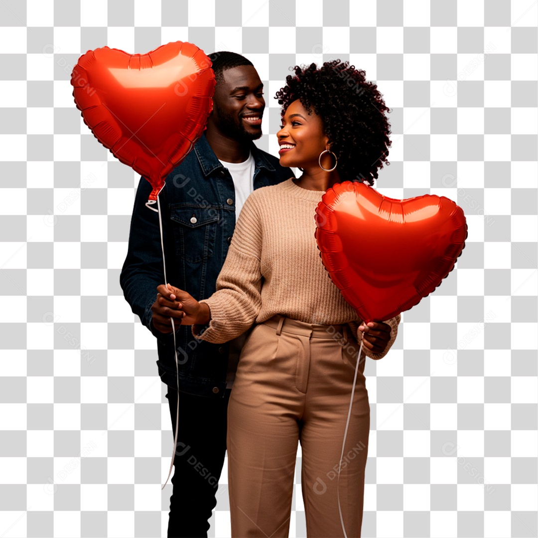 Casal com Balões PNG Transparente