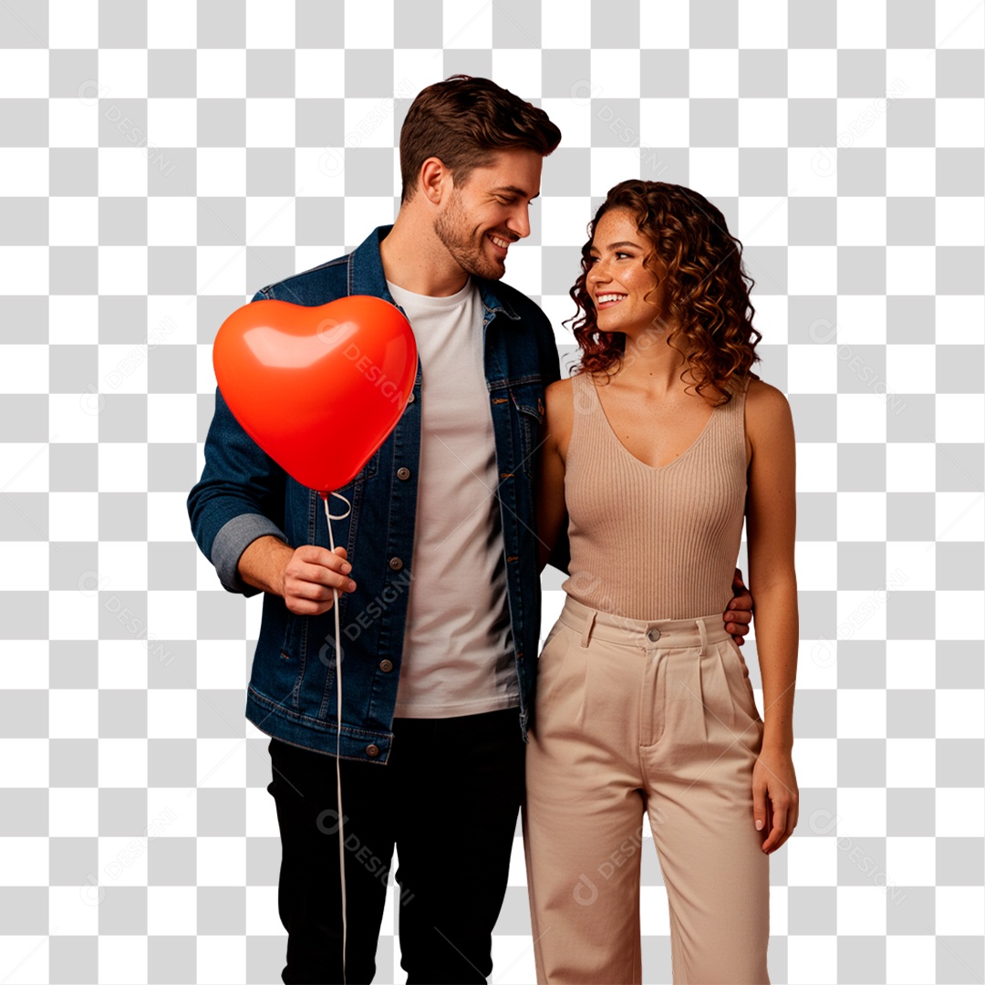 Casal com Balões PNG Transparente
