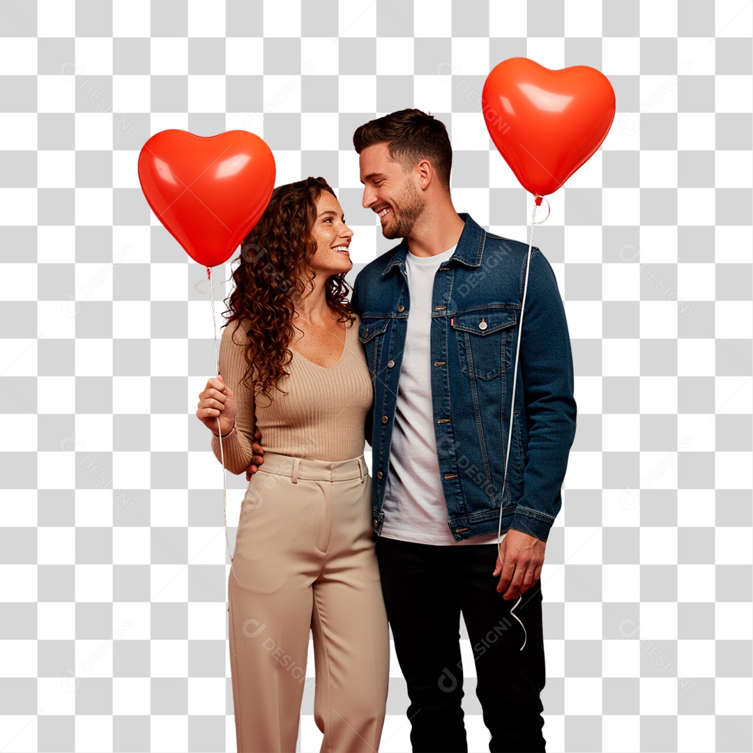 Casal com Balões PNG Transparente