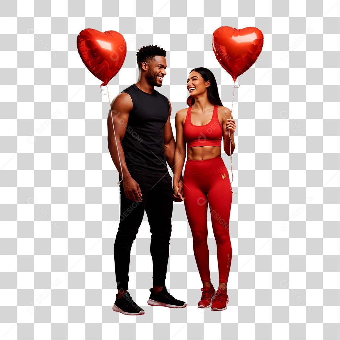 Casal com Balões PNG Transparente