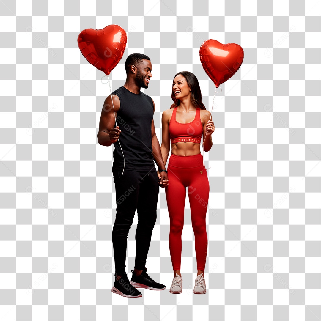 Casal com Balões PNG Transparente