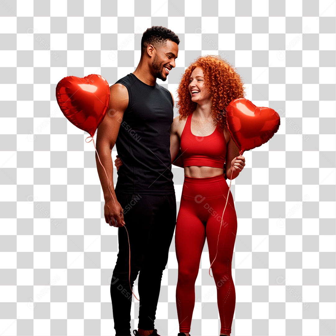 Casal com Balões PNG Transparente