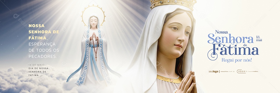 Carrossel Dia de Nossa Senhora de Fátima 13 de Maio Social Media PSD Editável