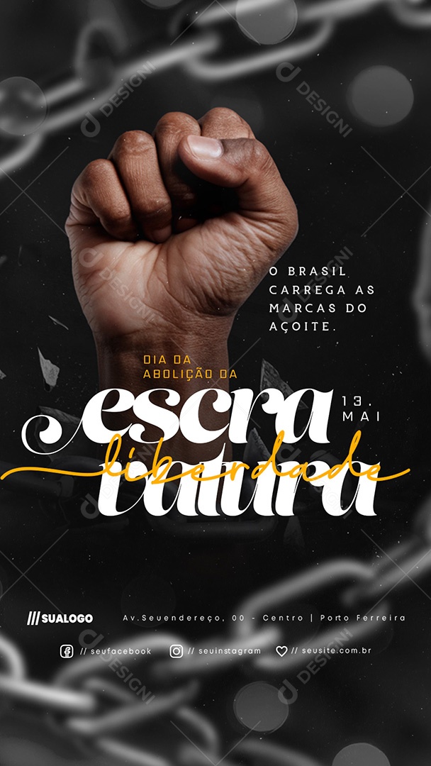 Story Dia da Abolição da Escravatura 13 de Maio Social Media PSD Editável