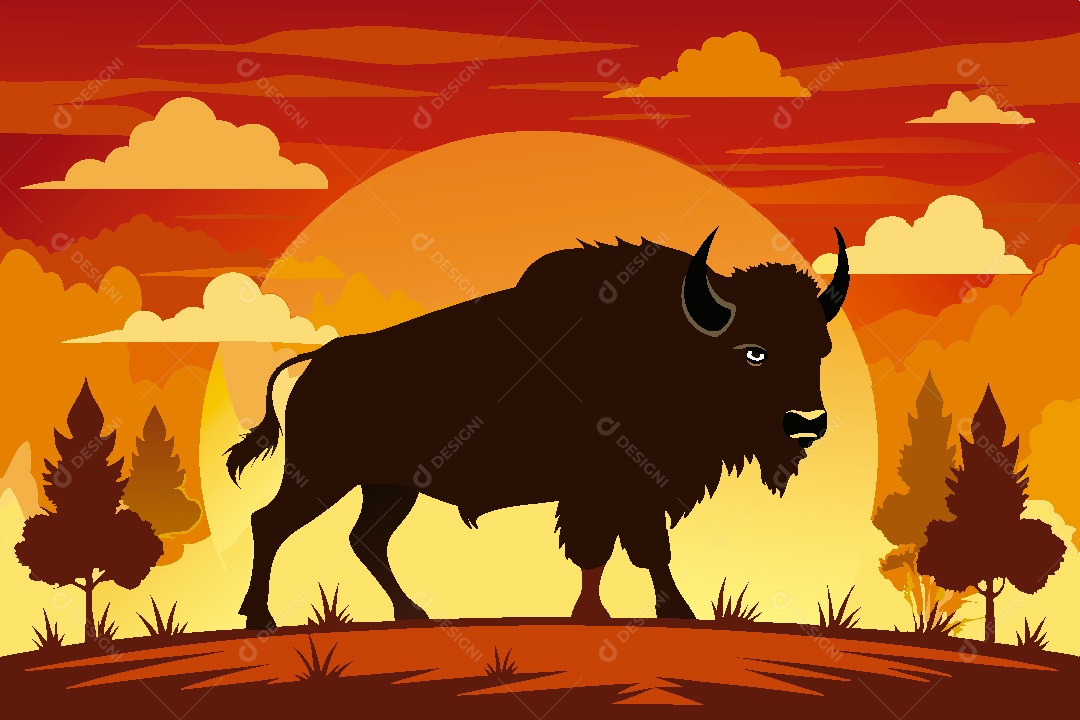 Bisão Ilustração Vetor EPS
