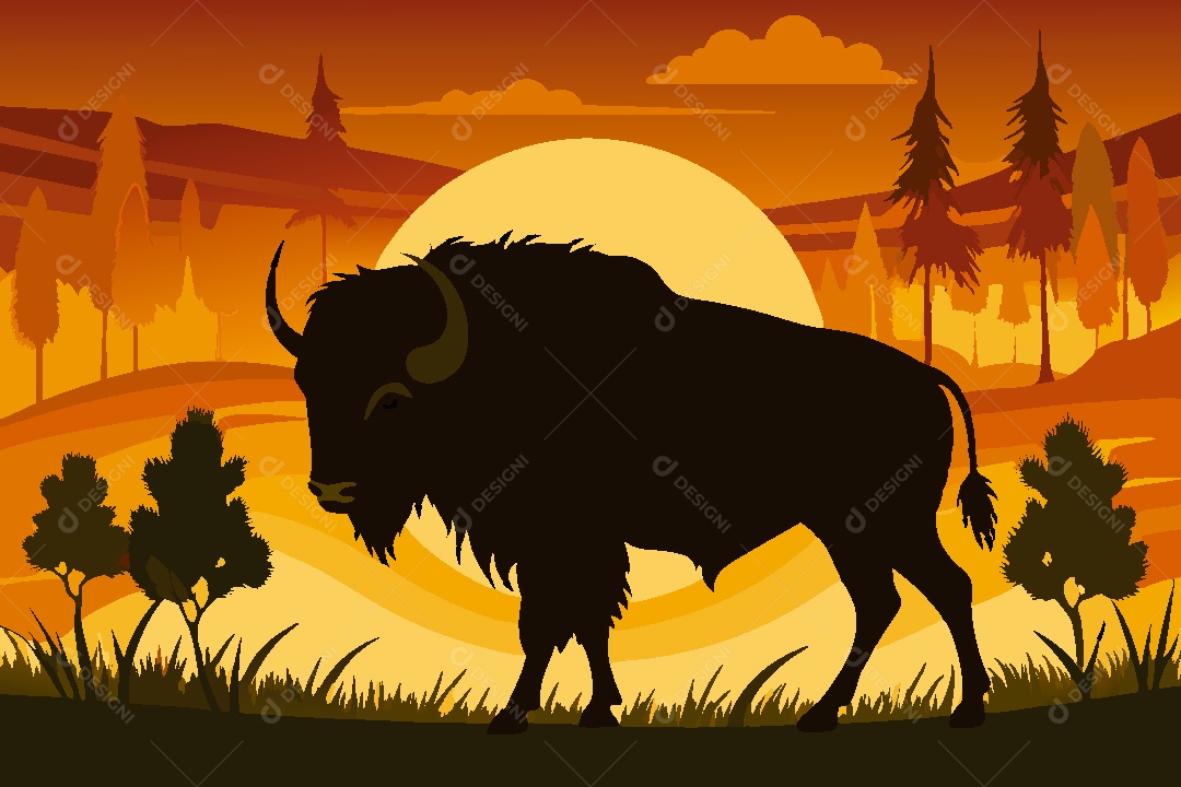 Bisão Ilustração Vetor EPS