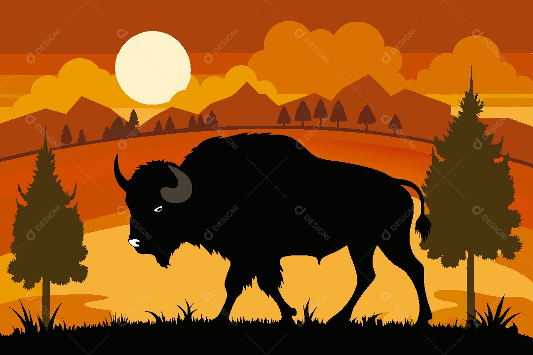Bisão Ilustração Vetor EPS