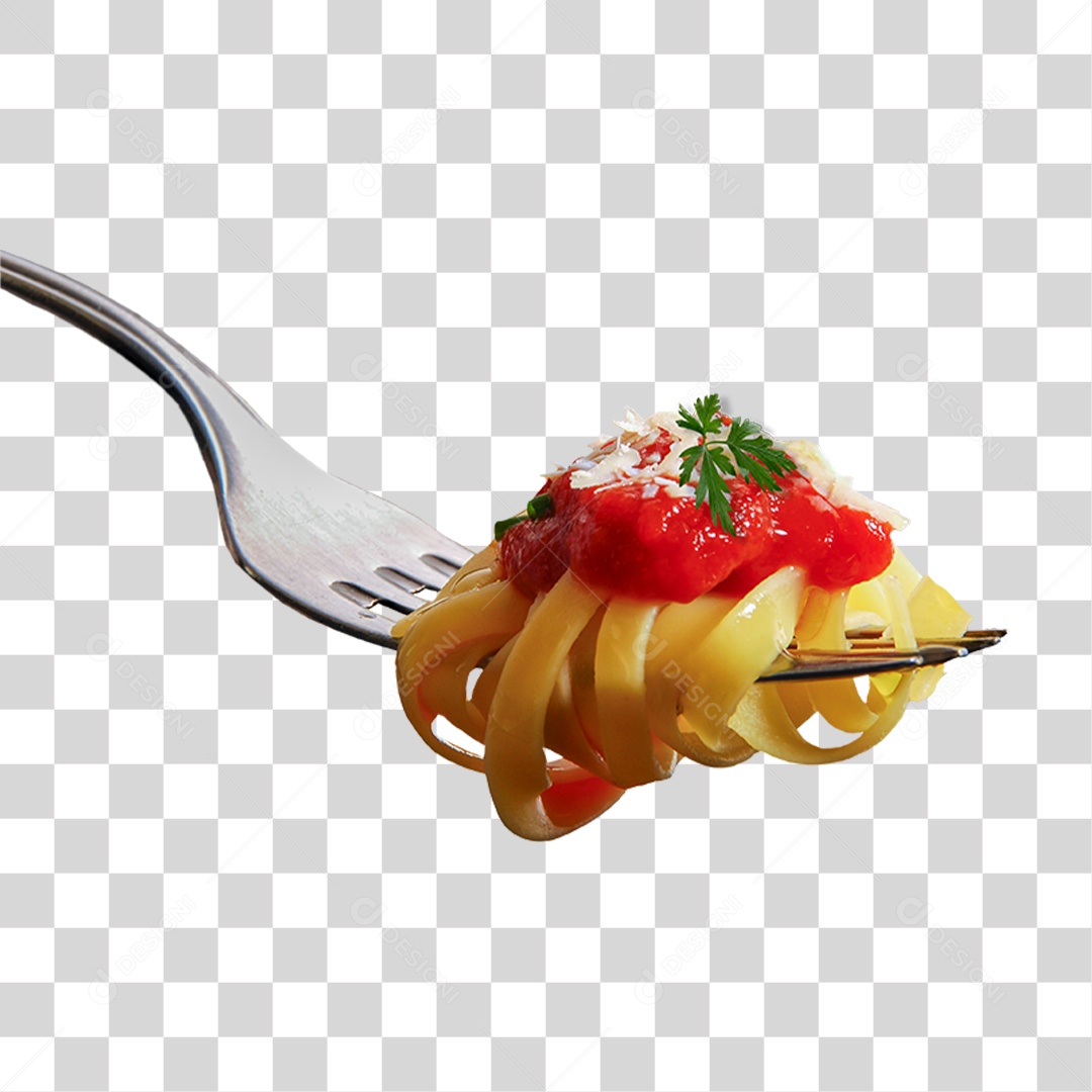 Garfo com Macarrão PNG Transparente
