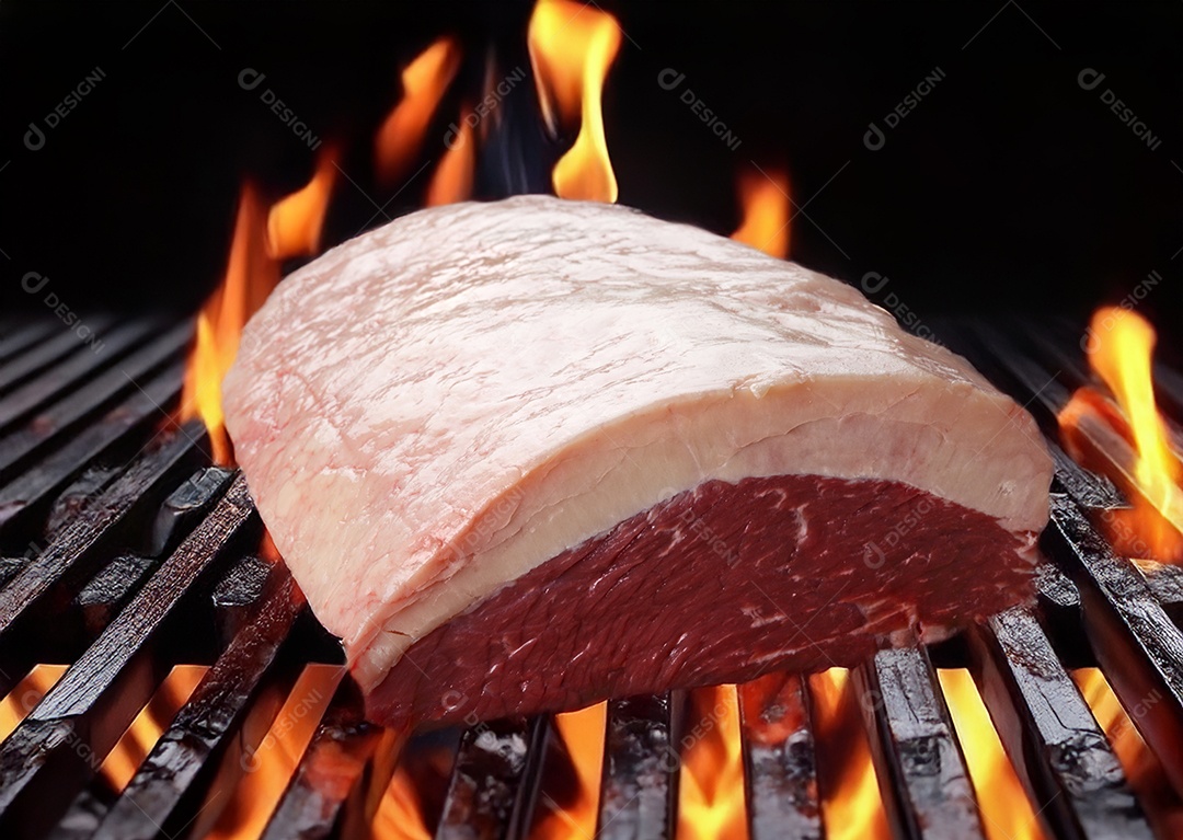 Peça de picanha na brasa