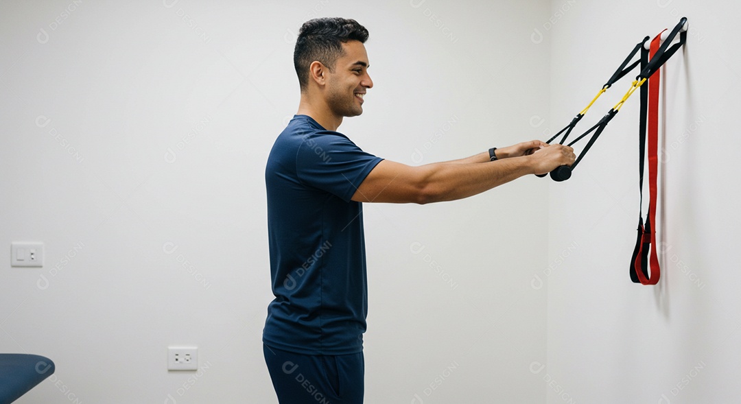 Close-up de fisioterapeuta fazendo pose sob uma clínica