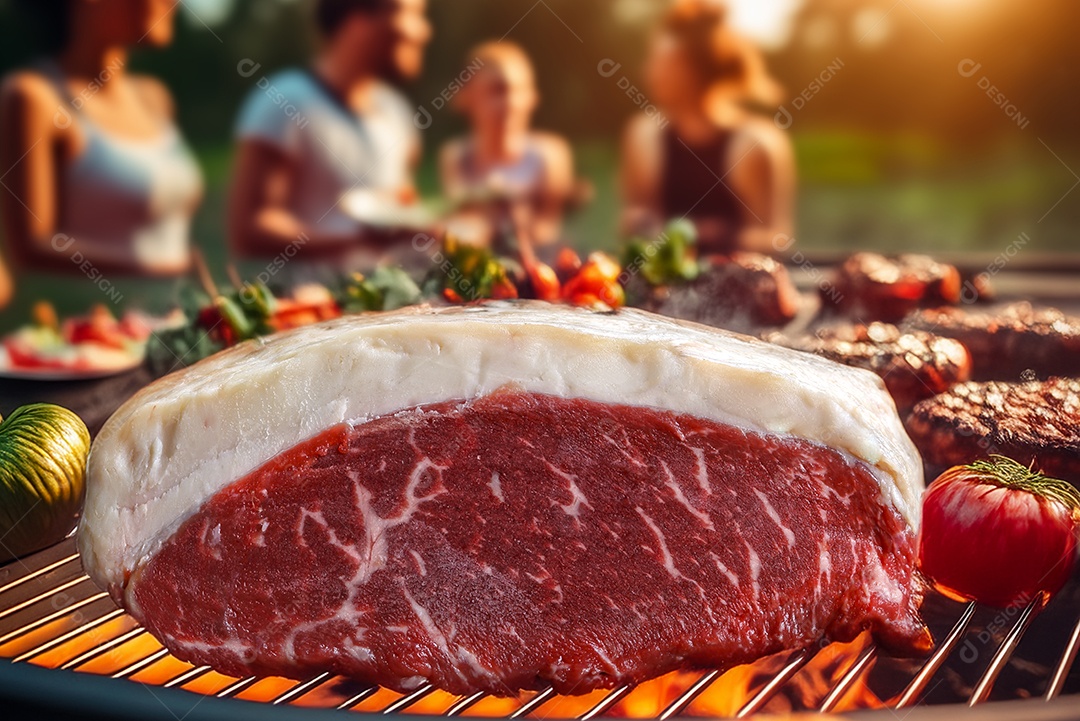 Picanha crua cortada para churrasco