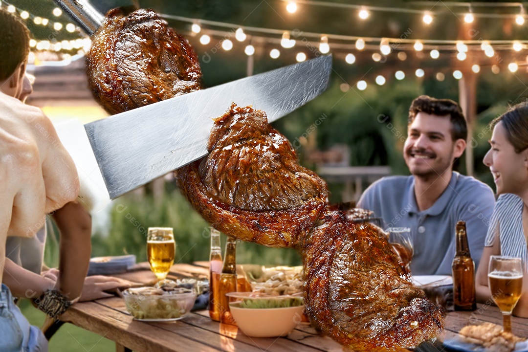 Picanha no espeto assado