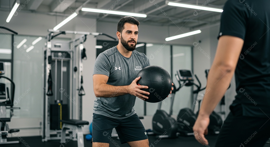 Belo homem fisioterapeuta fazendo atendimento de um paciente sob uma clínica