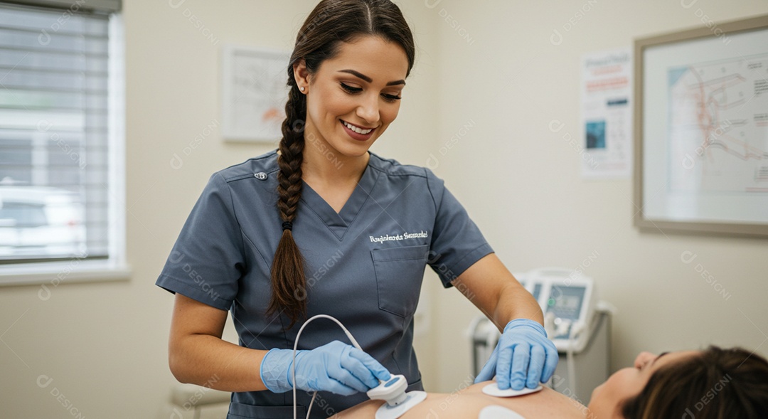 Belas mulheres fisioterapeuta fazendo avaliação de uma paciente sob uma clínica