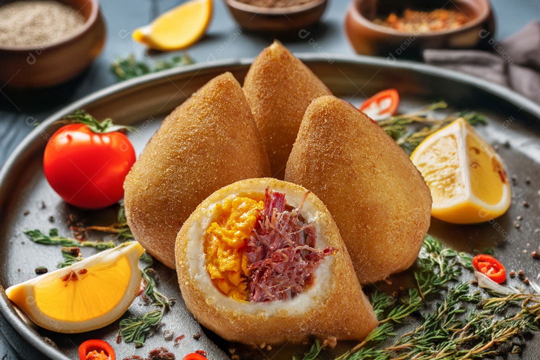 Coxinha mista de carne cheddar