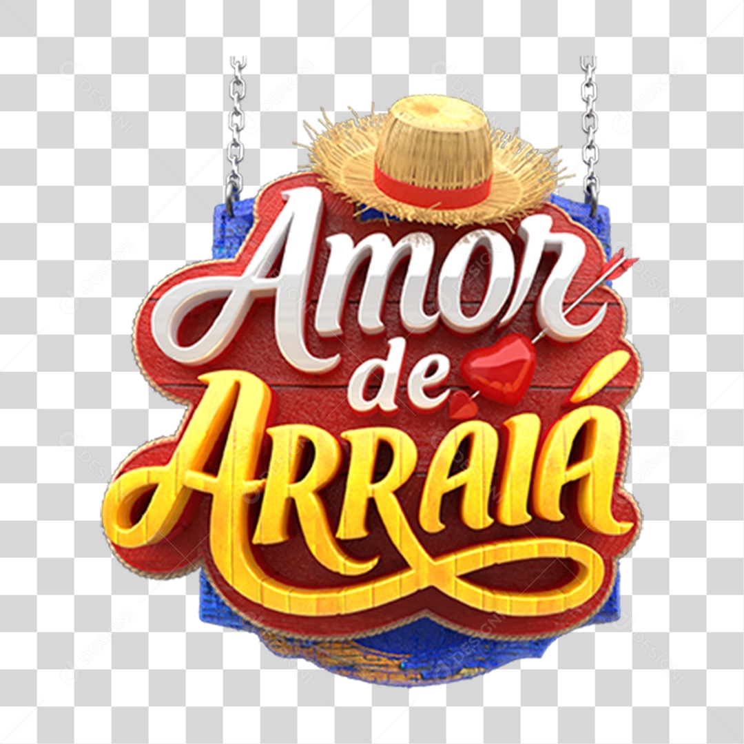 Selo 3D Amor de Arraiá PNG Transparente