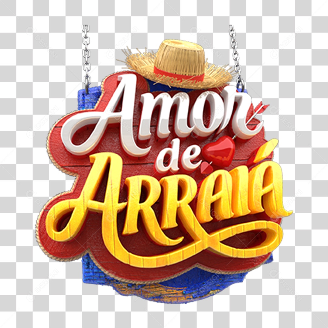 Selo 3D Amor de Arraiá PNG Transparente