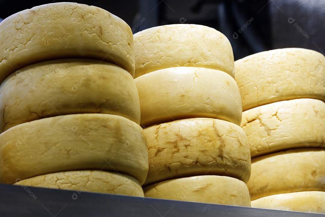 Queijos curado sobre uma bancada