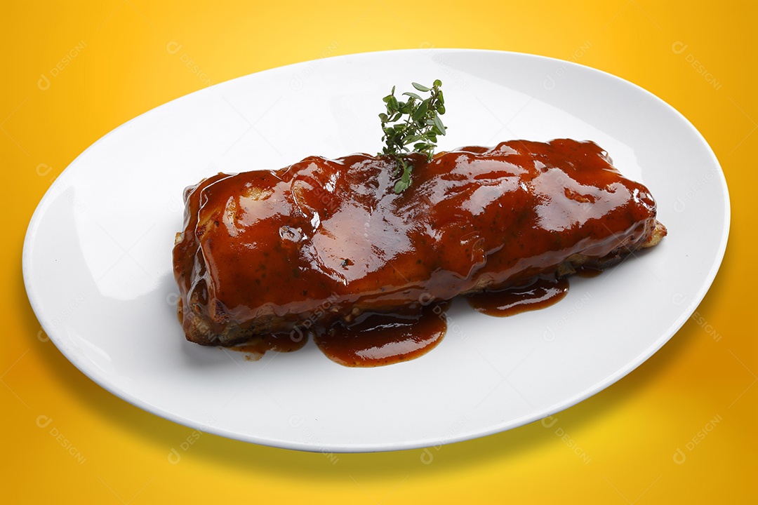 Costela assada ao molho barbecue