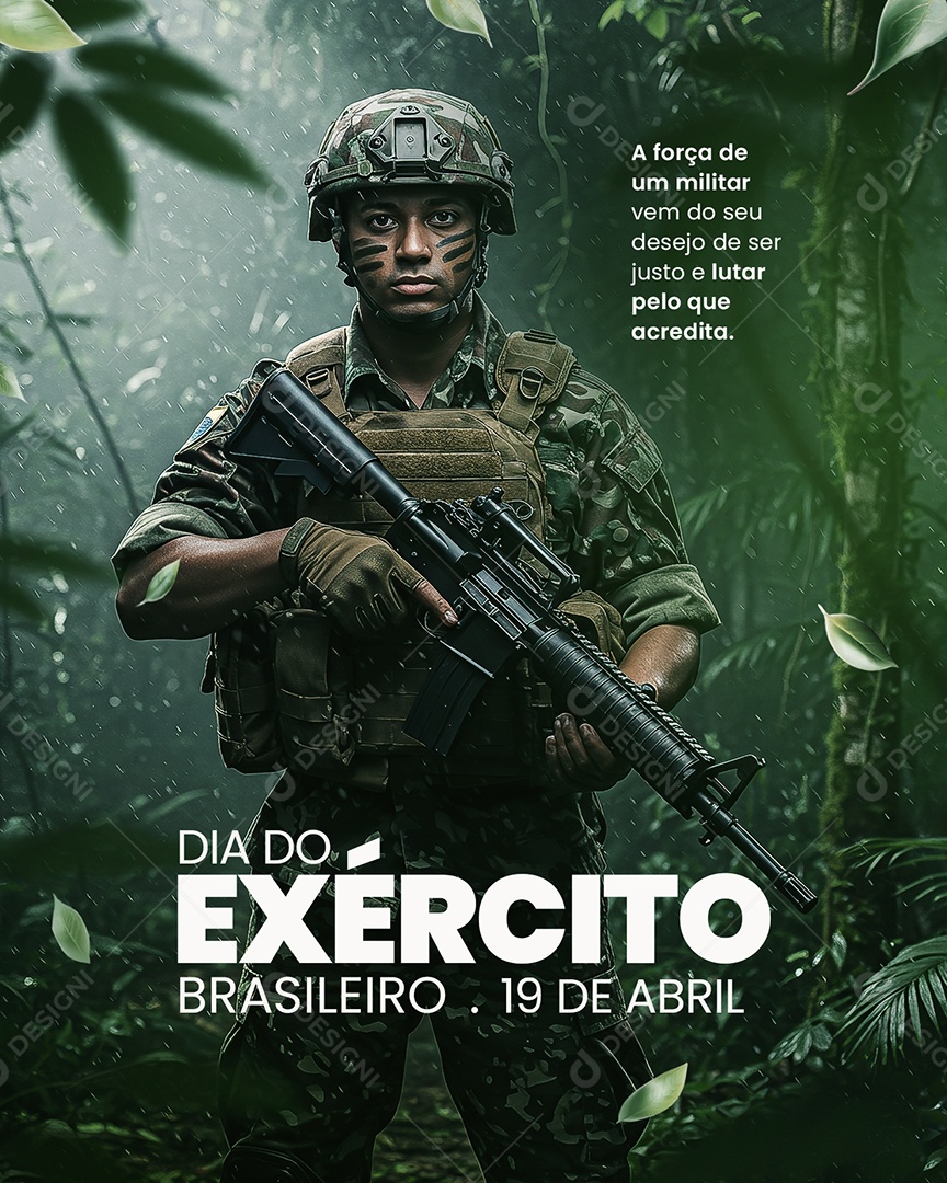 Dia do Exército Brasileiro a força de um militar Social Media PSD Editável
