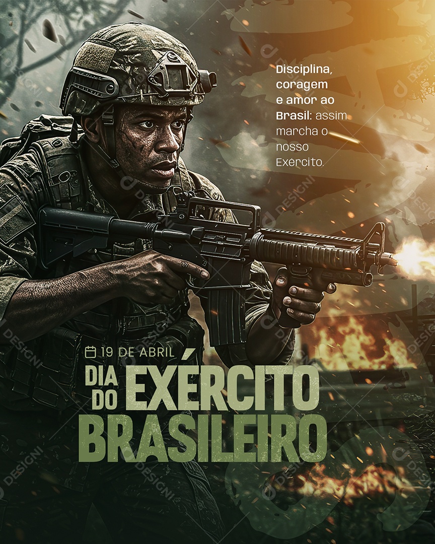 Dia do Exército Brasileiro Disciplina Coragem Social Media PSD Editável
