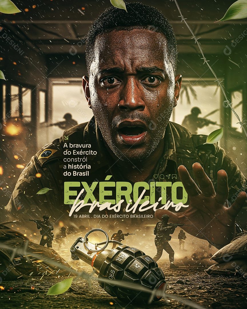 Dia do Exército Brasileiro a Bravura Social Media PSD Editável