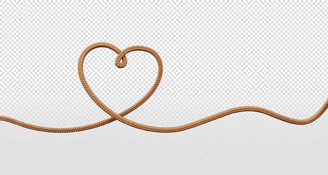 Elemento 3D Corda de São João em Formato de Coração para Composição PSD