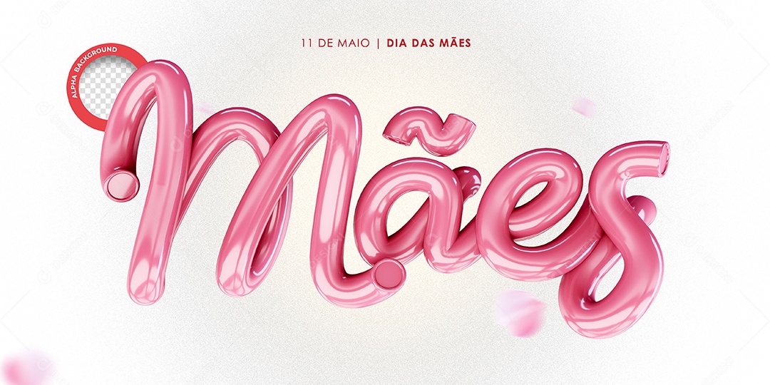 Selo 3D de Dia das Mães Para Composição PSD