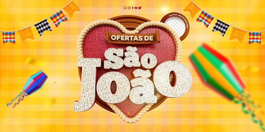 Selo 3D Oferta de São João para Composição PSD
