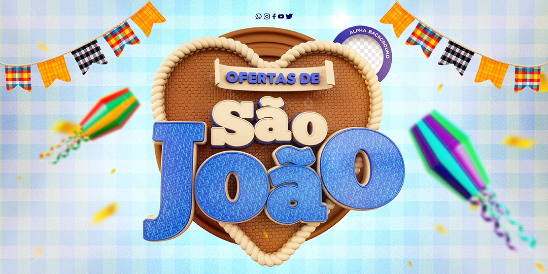 Selo 3D Oferta de São João para Composição PSD