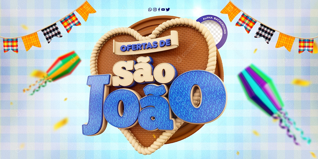 Selo 3D Oferta de São João para Composição PSD