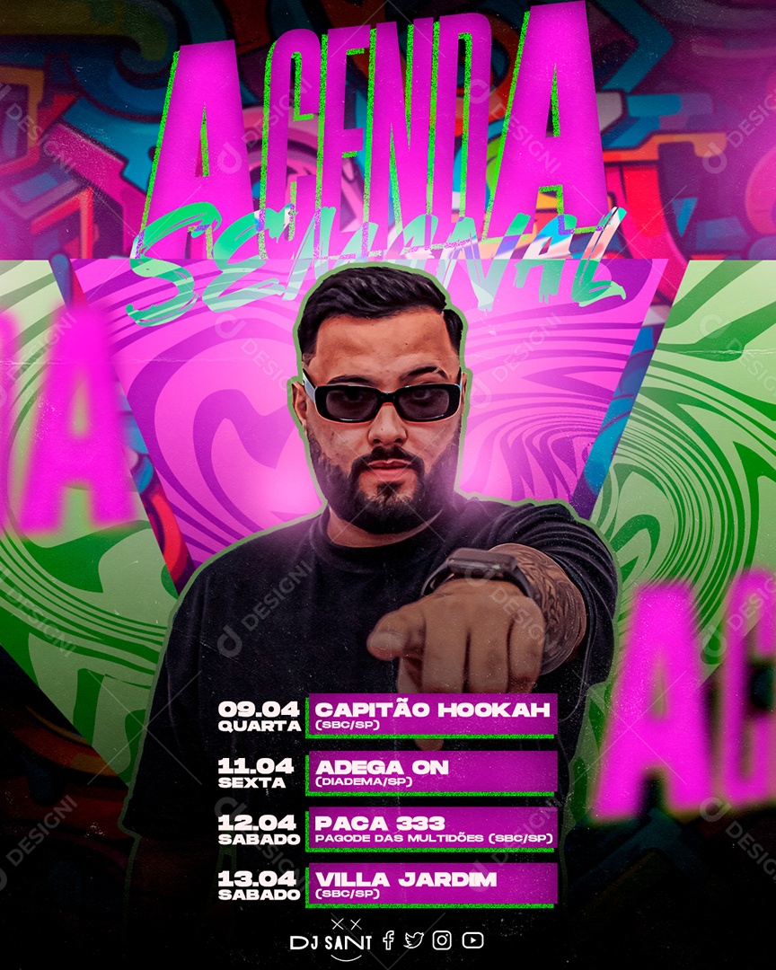 Shows Agenda Semanal Social Media PSD Editável