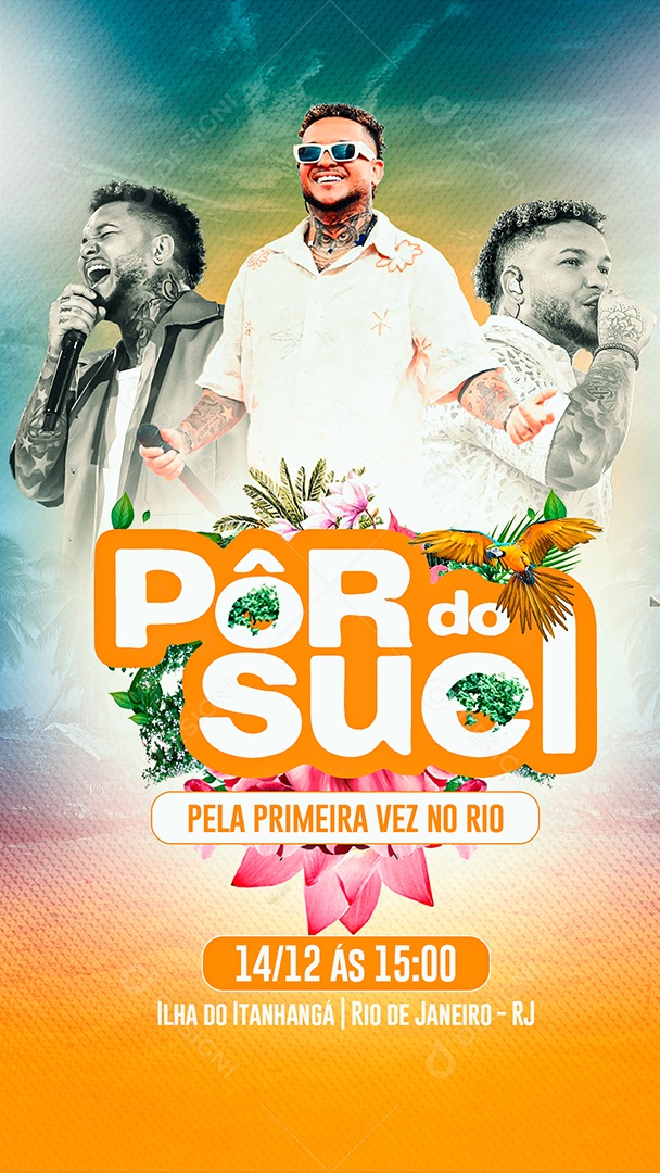 Story Flyer Show Hoje Pôr do Suel Pela PrimeiraVez No Rio Social Media PSD Editável