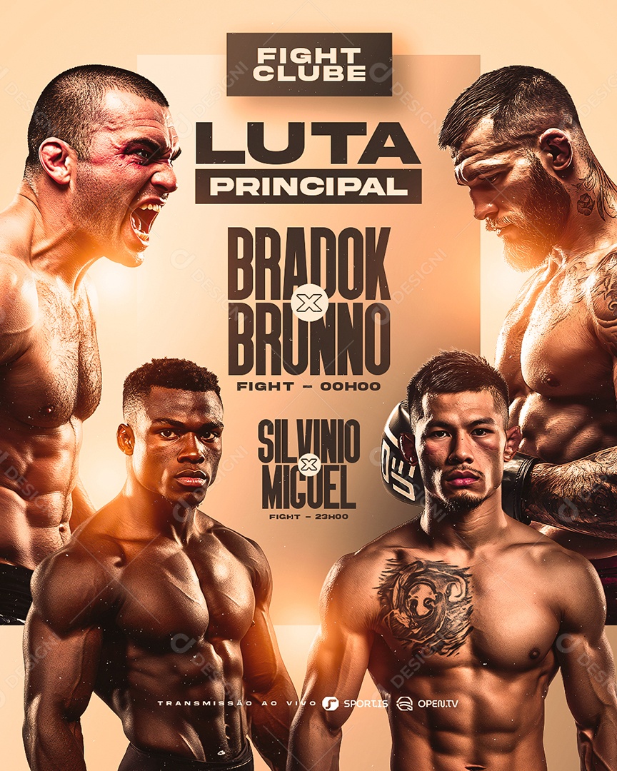 Fight Masculino Luta Principal Bradok x Brunno Social Media PSD Editável
