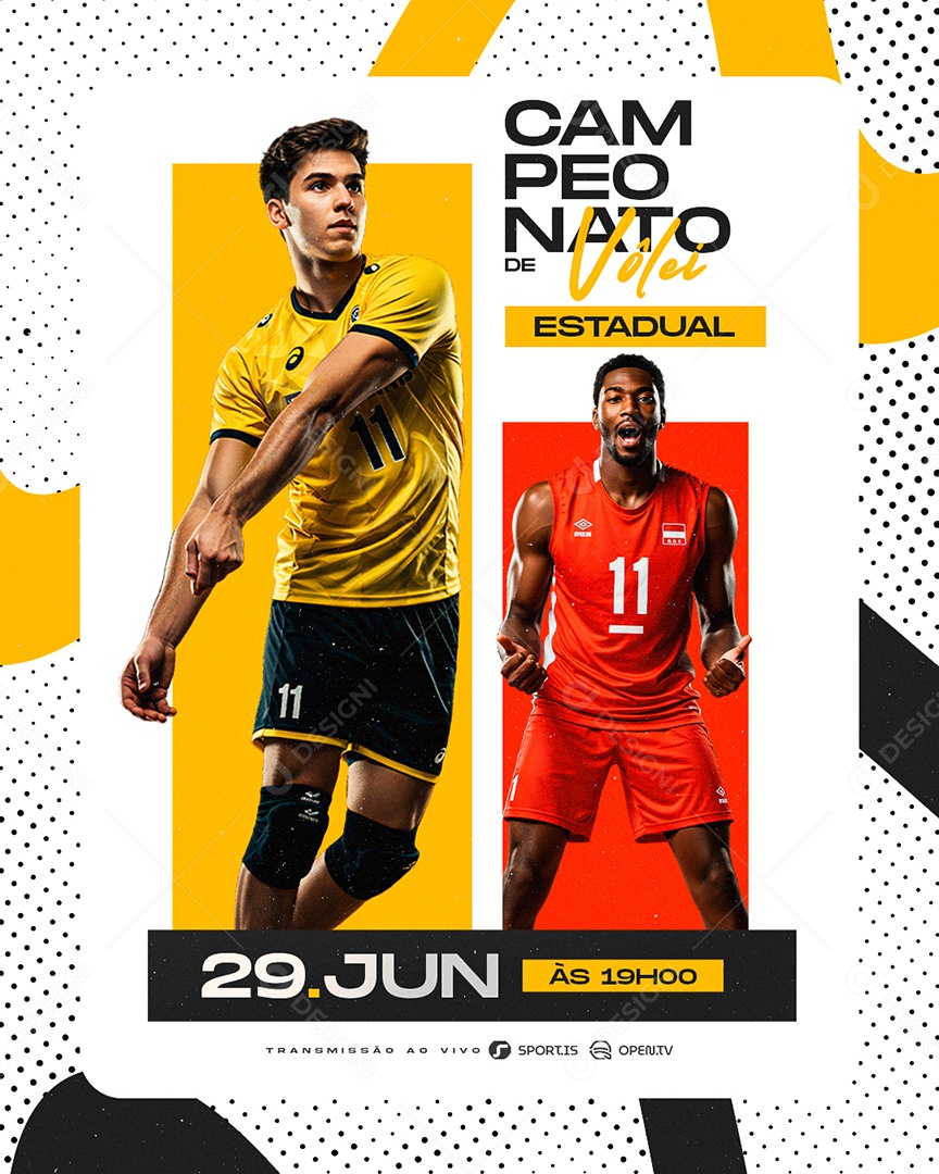 Campeonato de Vôlei Estadual Social Media PSD Editável