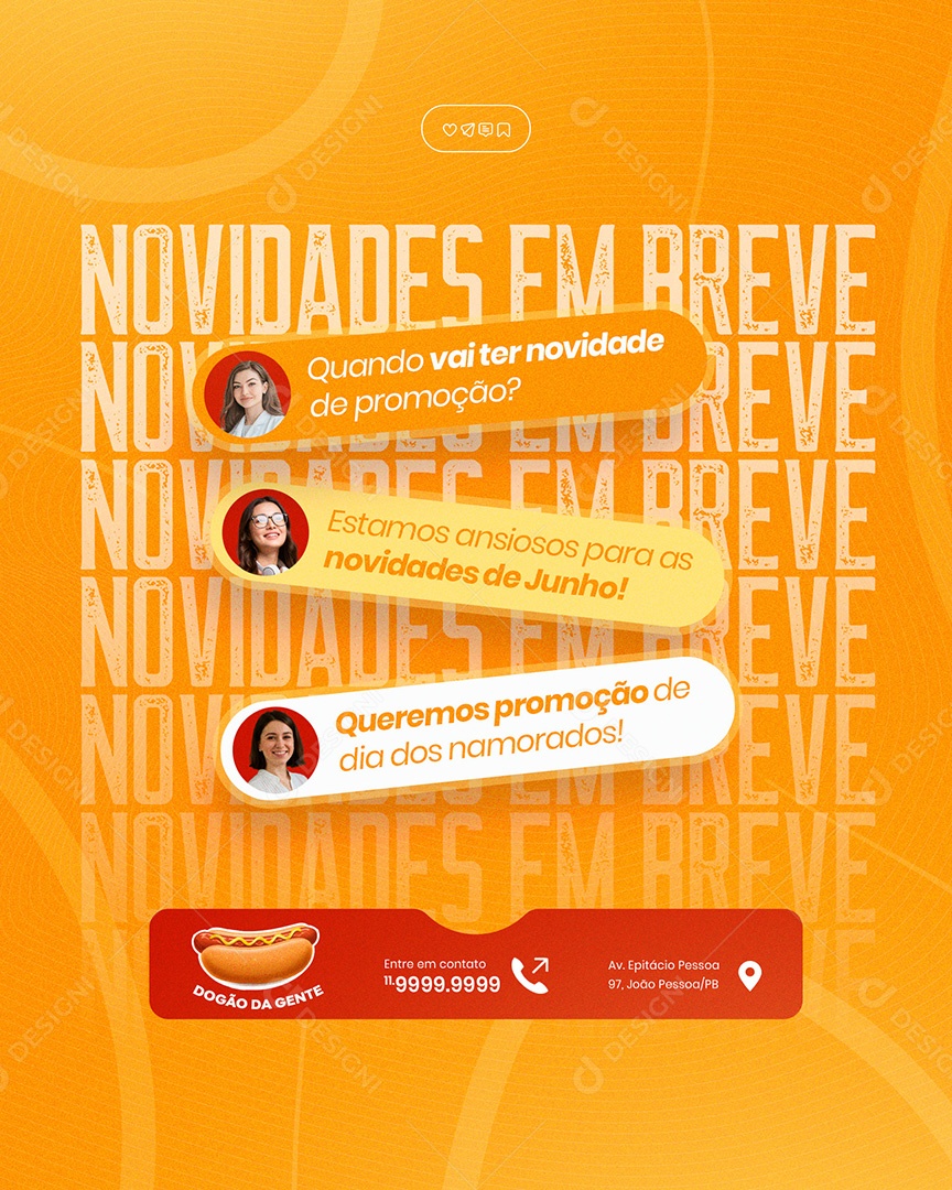 Lanchonete Cachorro Quente Novidades Em Breve Social Media PSD Editável