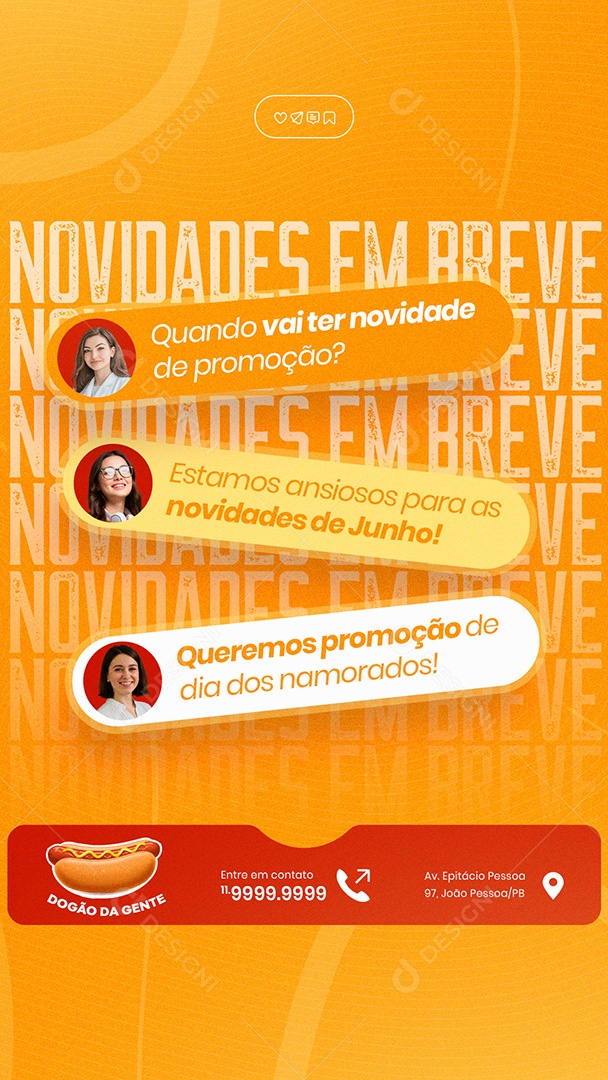 Story Lanchonete Novidades Em Breve Social Media PSD Editável