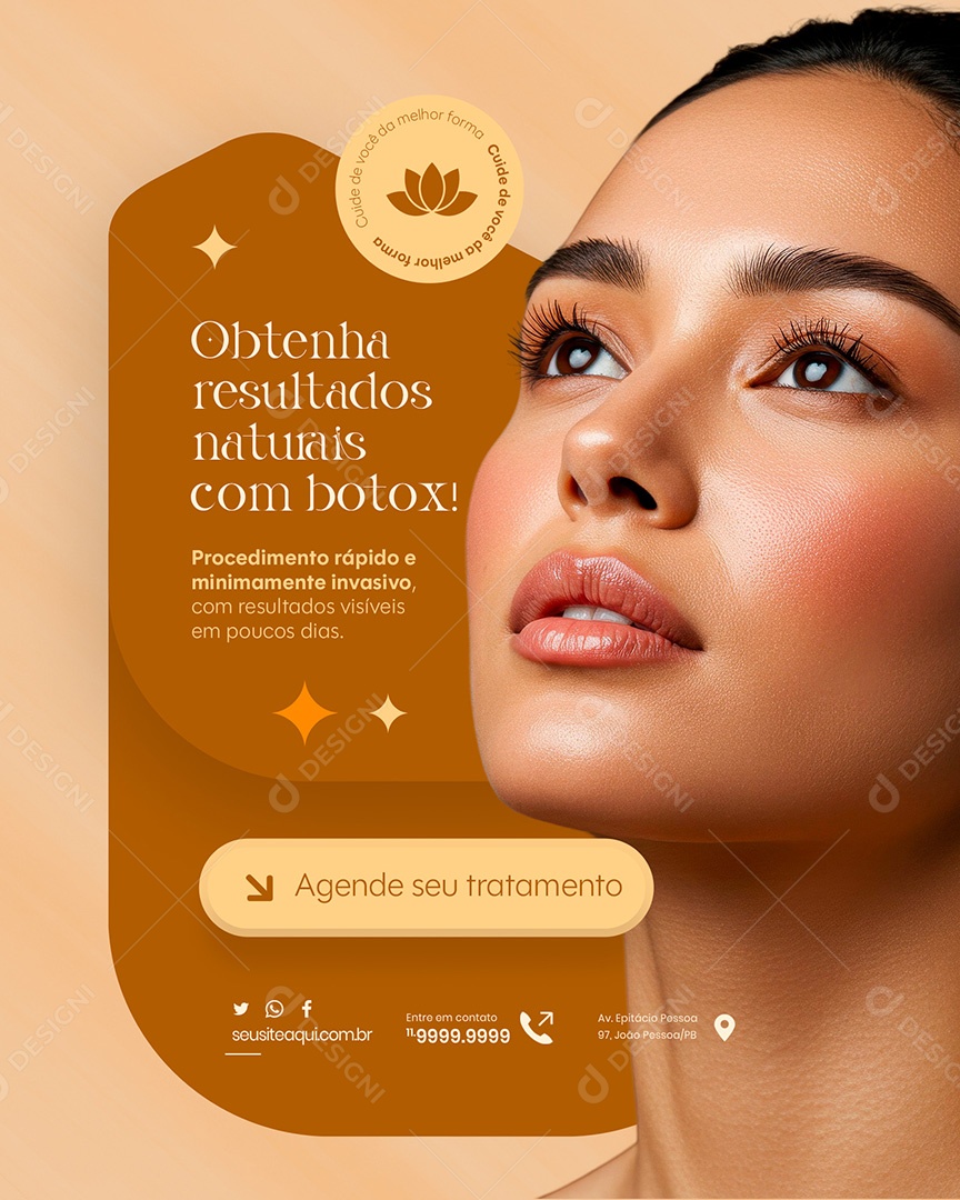 Clínica de Estética Obtenha Resultados Naturais Com Botox Social Media PSD Editável