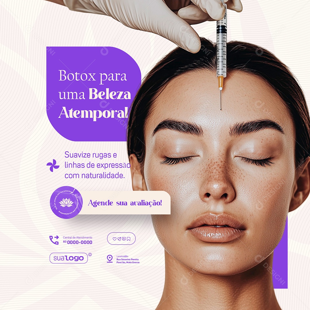 Clínica de Estética Botox Para Uma Beleza Atemporal Social Media PSD Editável