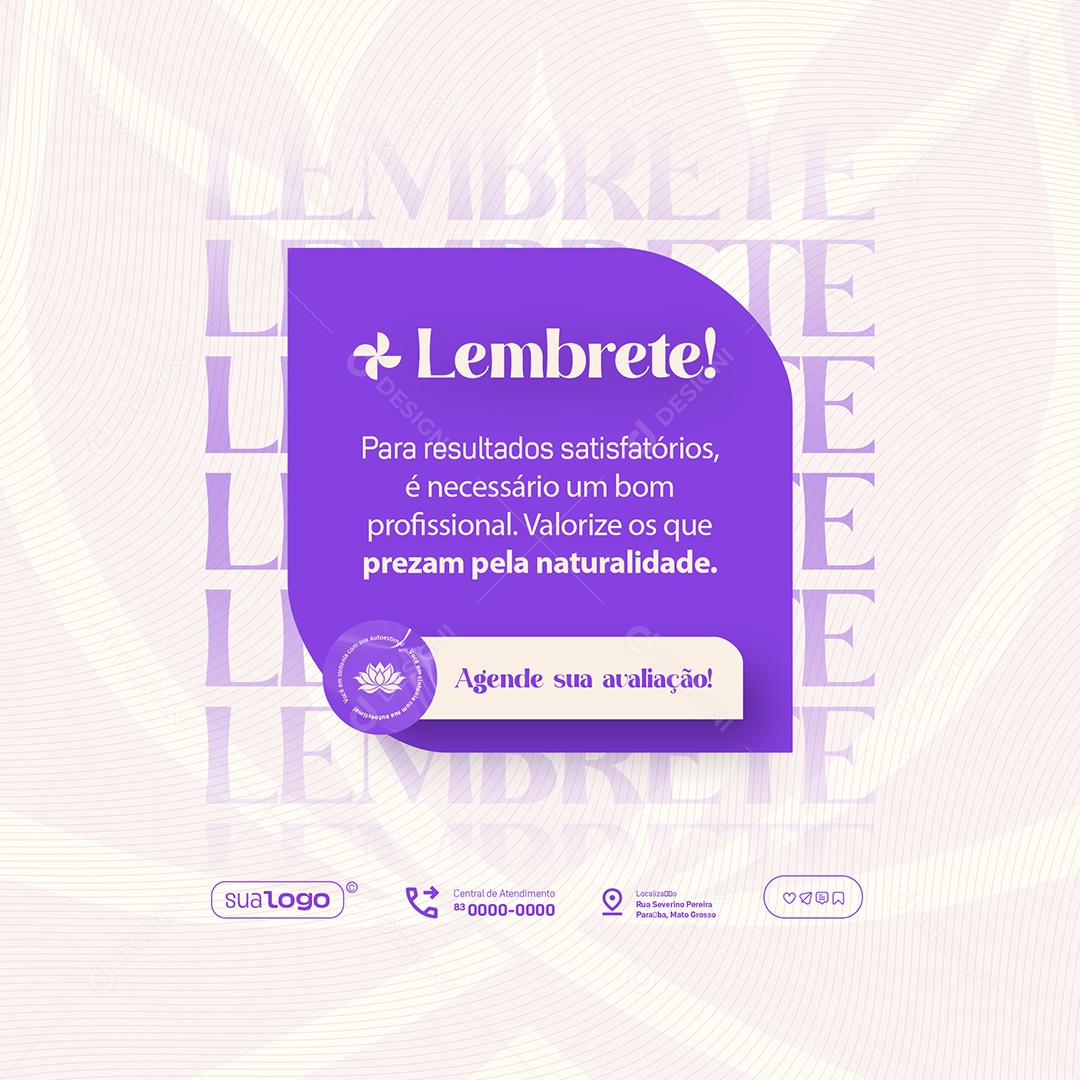 Clínica de Estética Lembrete Social Media PSD Editável