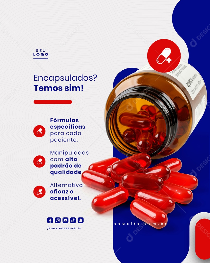 Farmácia Encapsulados Temos Sim Social Media PSD Editável