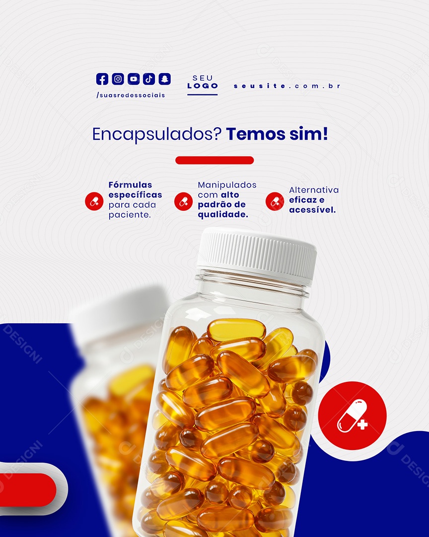 Farmácia Encapsulados Temos Sim SocialMedia PSD Editável