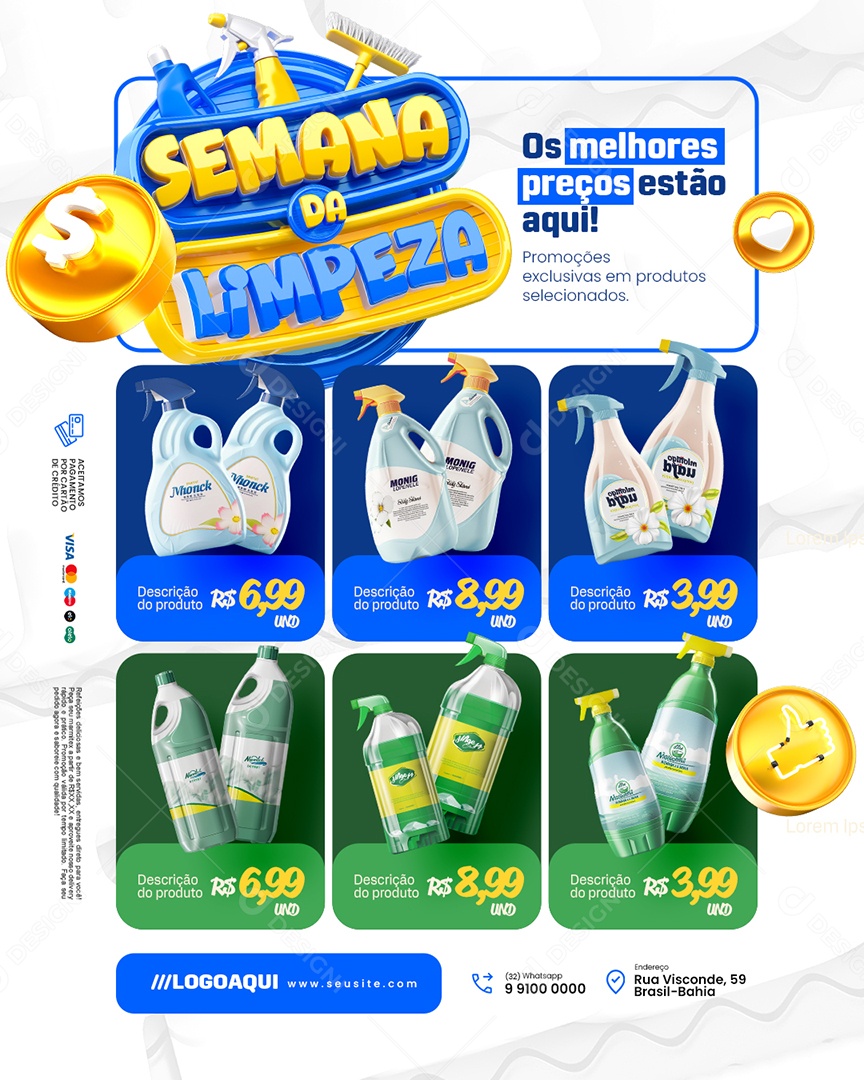 Supermercado Semana da Limpeza Os Melhores Preços Social Media PSD Editável