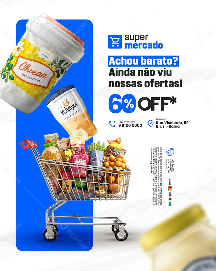 Supermercado Achou Barato Social Media PSD Editável