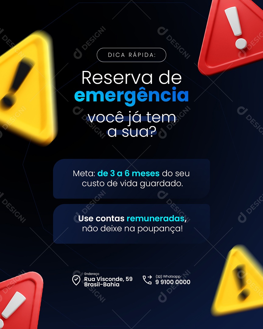 Contabilidade Dicas Finanças Reserva de Emergência Social Media PSD Editável