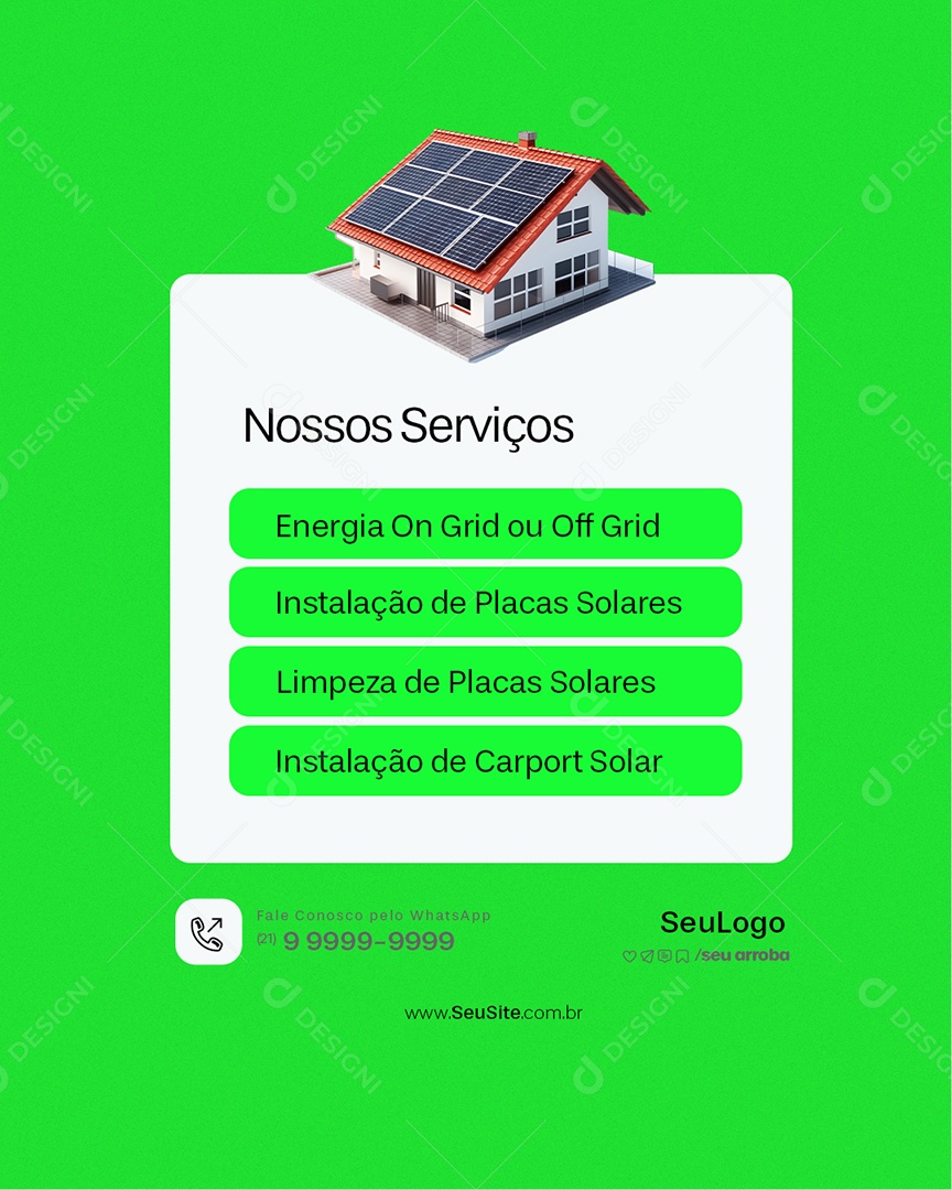 Energia Solar Nossos Serviços Social Media PSD Editável