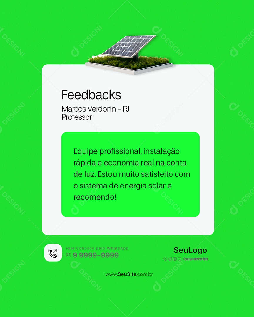 Energia Solar Feedback Social Media PSD Editável