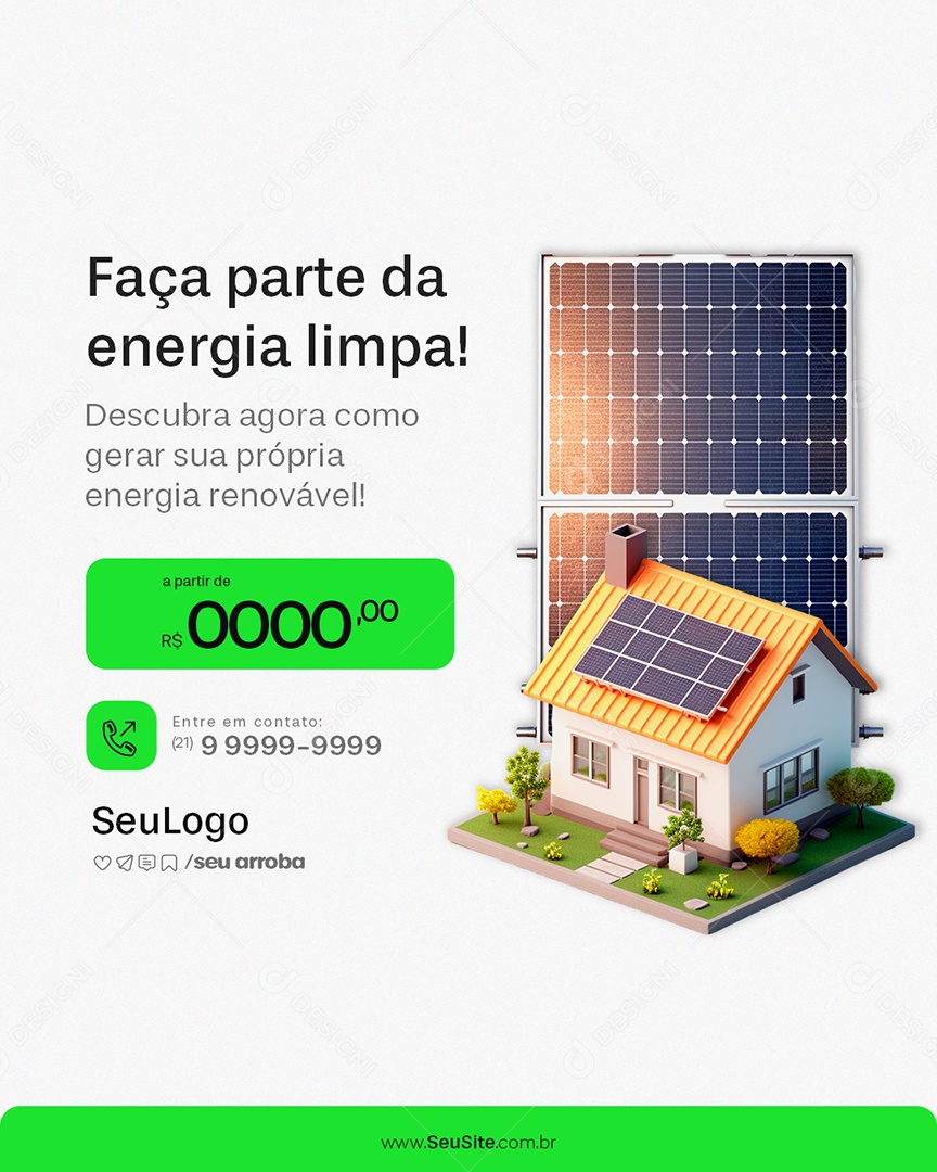 Energia Solar Faça Parte da Energia Limpa Social Media PSD Editável
